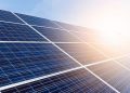 Solar panel with sunset