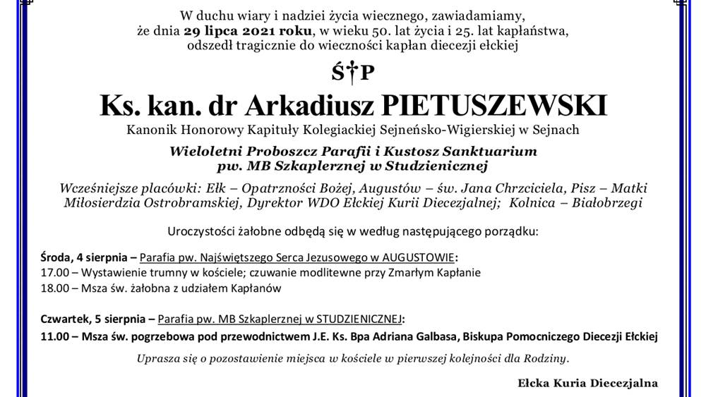 klepsydra sp. ks. kan. Arkadiusz Pietuszewski