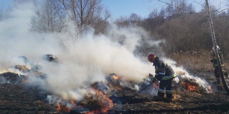 pożary traw, zdj. Ratownictwo Powiatu Ełckiego