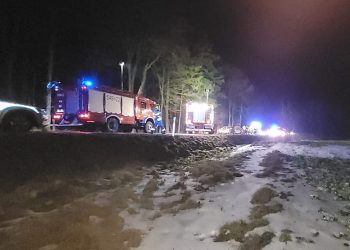 wypadek w Gaudynkach, zdj. OSP Orzysz - Ochotnicza Straż Pożarna w Orzyszu
