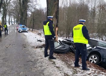 Wypadek na trasie Trygort - Przystań, zdj. KPP w Węgorzewie