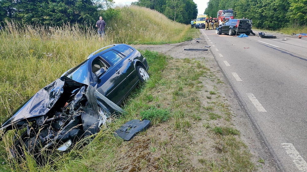 Zderzenie trzech aut, zdj. KPP w Gołdapi