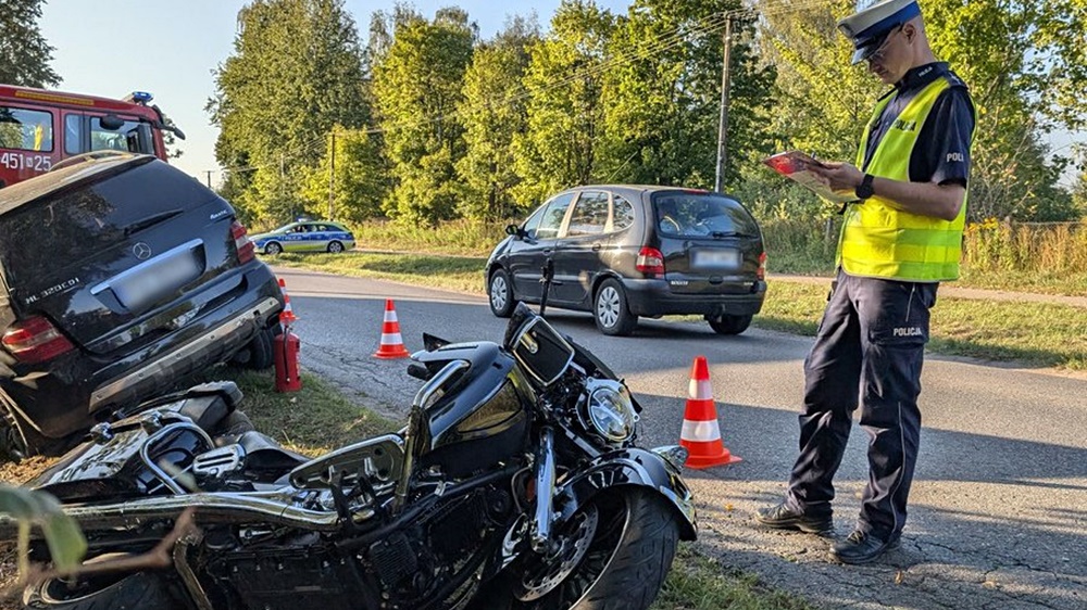 wjechal w motocykliste KPP GOLDAP