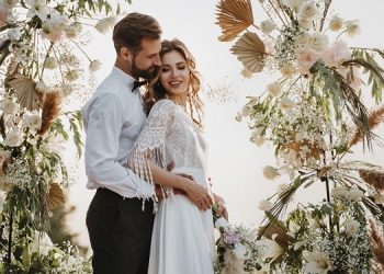 beautiful bride groom having beach wedding 1