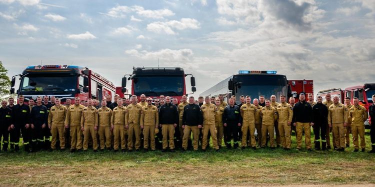 Strażacy wracają z Biebrzańskiego Parku Narodowego 1 KW PSP Olsztyn