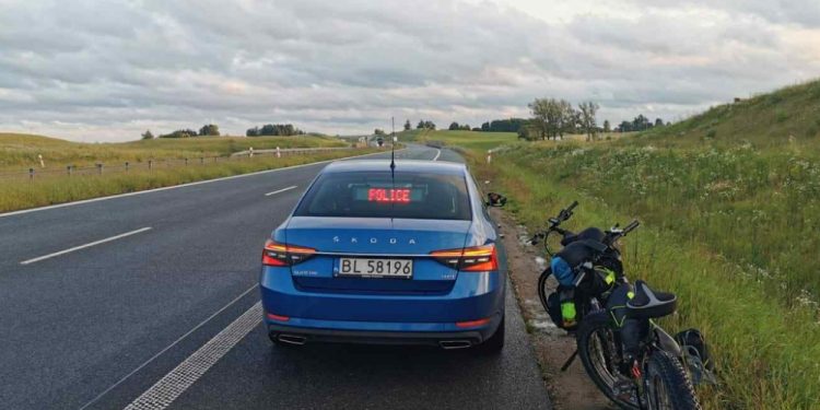Znów rowerzyści na drodze ekspresowej 1 KMP Suwałki