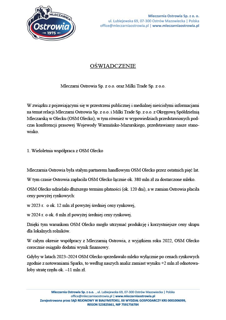 Kontrakty spółdzielni mleczarskiej pod lupą prokuratury 2 1 1