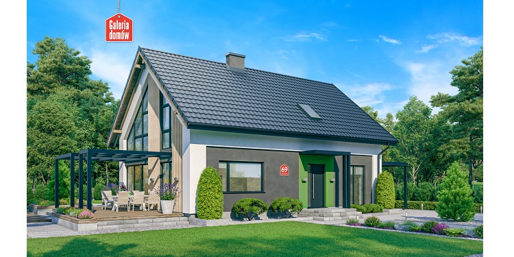 Niewielka działka, duże potrzeby? Jest na to rozwiązanie – dom z poddaszem użytkowym i piwnicą. 1 Dom przy Alabastrowej 69