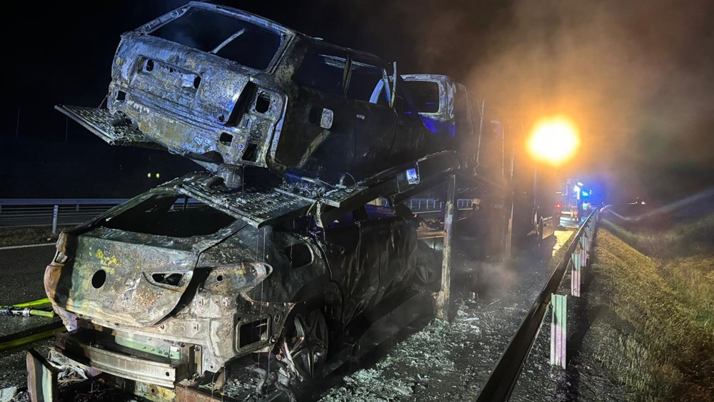 Akcja gaśnicza na trasie S61 7 zdj. OSP KSRG Nowa Wies Elcka 2