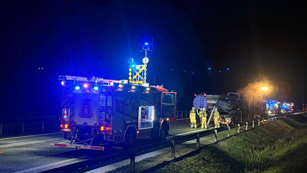 Akcja gaśnicza na trasie S61 2 zdj. OSP KSRG Nowa Wies Elcka 3