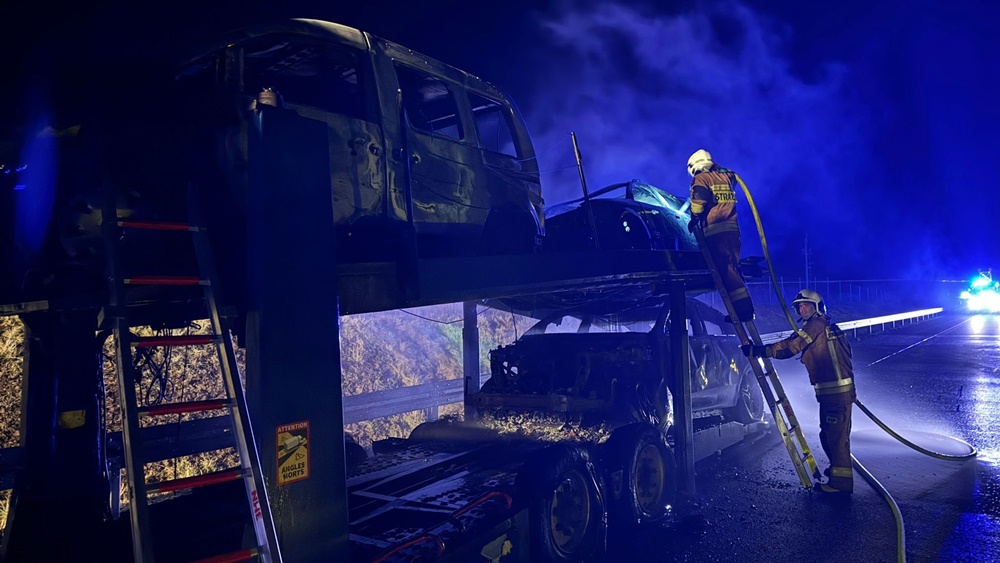 Akcja gaśnicza na trasie S61 6 zdj. OSP KSRG Nowa Wies Elcka 5