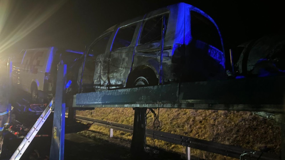 Akcja gaśnicza na trasie S61 4 zdj. OSP KSRG Nowa Wies Elcka 7