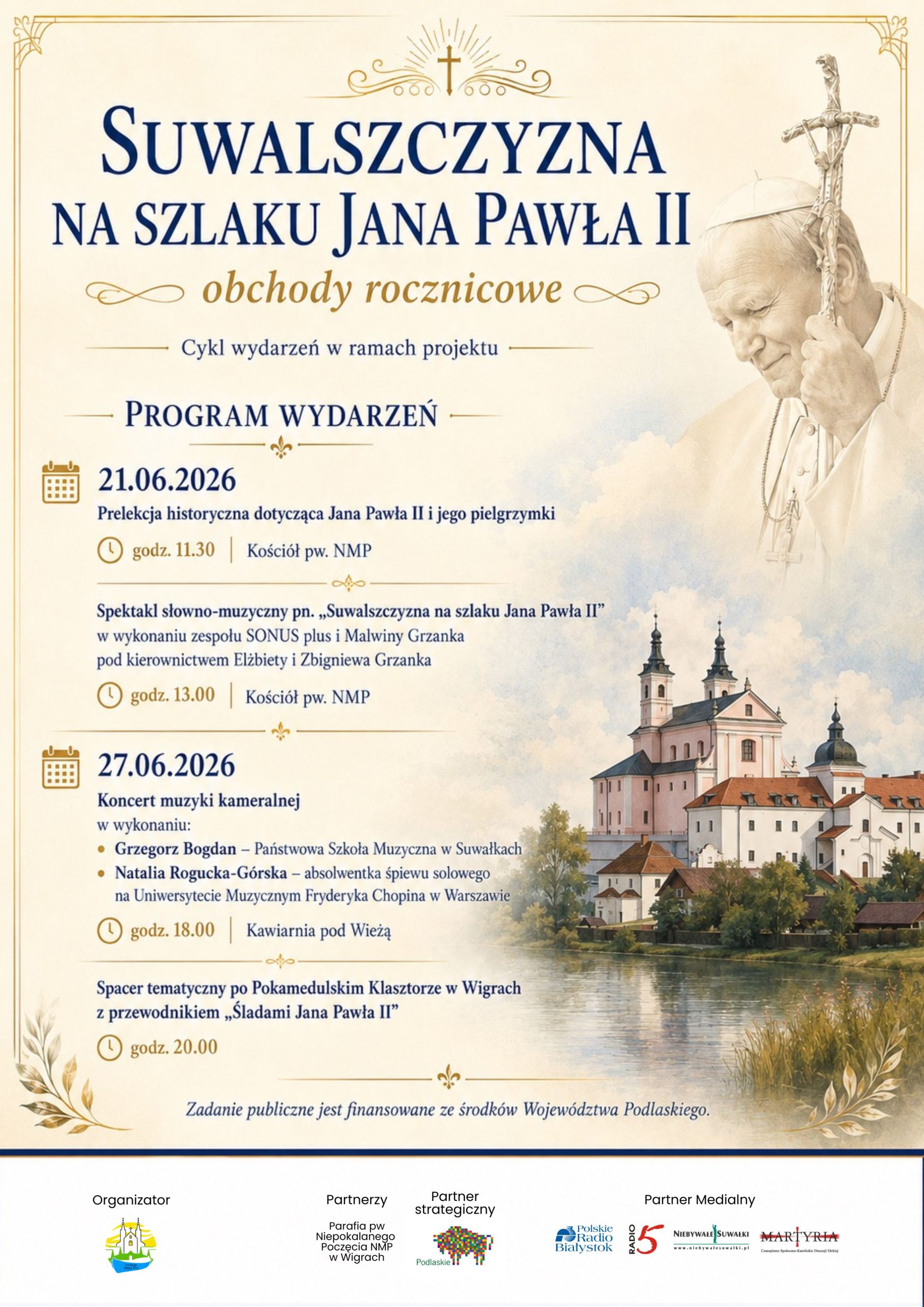 „Suwalszczyzna na szlaku Jana Pawła II - obchody rocznicowe” 3 Plakat Szlak Papieski 2026 scaled