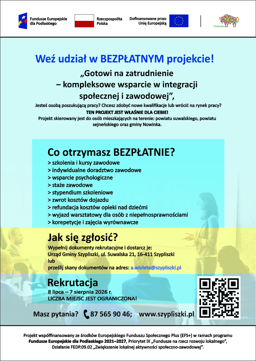 Rekrutacja do projektu pn. „Gotowi na zatrudnienie – kompleksowe wsparcie w integracji społecznej i zawodowej” 2 Aktywizacja plakat A3 02 1