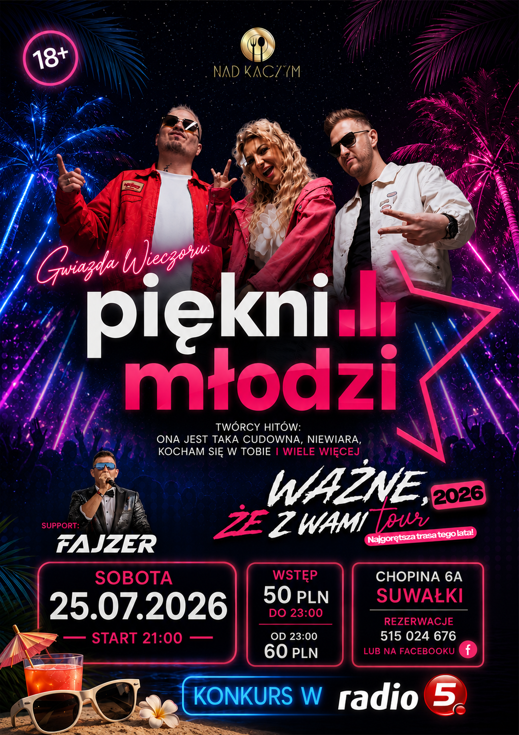 KONKURS: Nad Kaczym w Suwałkach zaprasza na koncert zespołu Piękni i Młodzi – zadzwoń i wygraj darmową wejściówkę! 3 piekni i mlodzi plakat