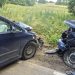 Dwie osoby ranne w czołowym zderzeniu aut. Do wypadku doszło na prostym odcinku drogi 31 zdj, KPP w Olecku