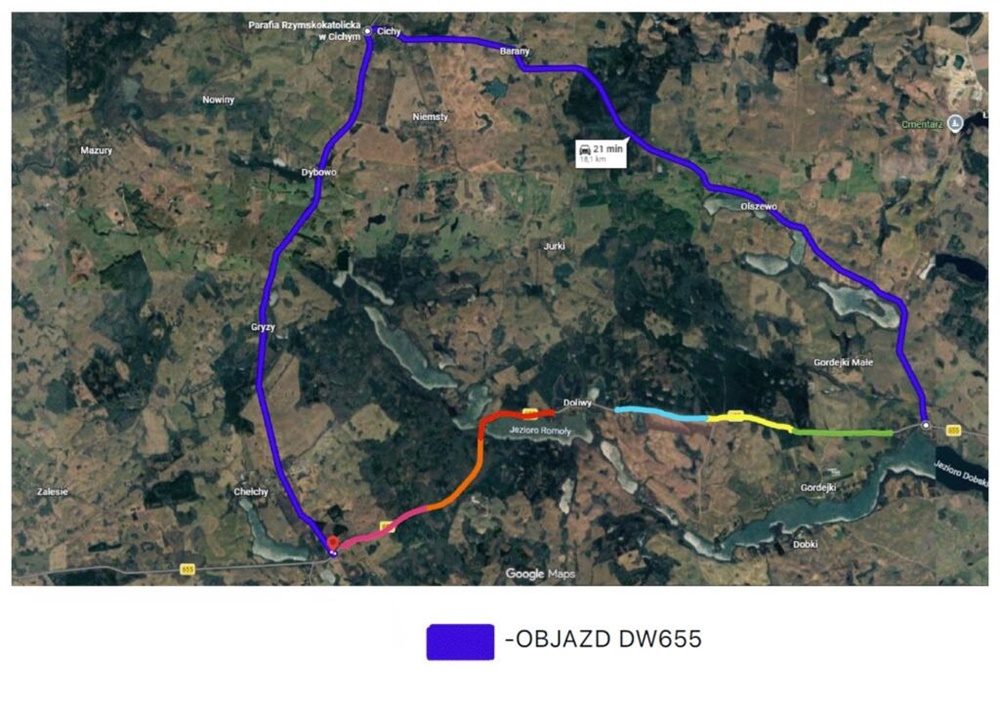 Trwa przebudowa trasy wojewódzkiej w powiecie oleckim. Są objazdy 2 grafika UM w Olecku