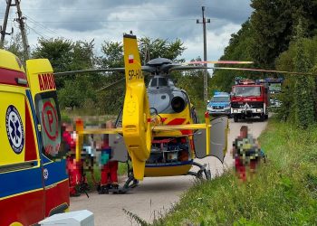 9-letni chłopiec wpadł do otworu w garażu. Lądował śmigłowiec LPR 2 Fot. Komenda Powiatowa Policja w Ełku