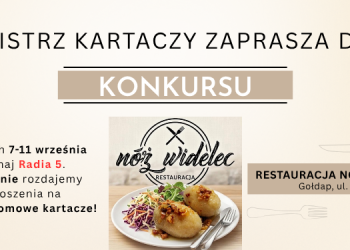 Mistrz Kartaczy zaprasza do konkursu - weź udział i wygraj voucher do Restauracji Nóż Widelec w Gołdapi 5 grafika na FB