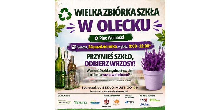 Szkło za wrzosy! Wielka Zbiórka Szkła zawita do Olecka. Na mieszkańców czeka 1500 roślin 1 1080x1080 Wielka Zbiorka Szkla Olecko gl