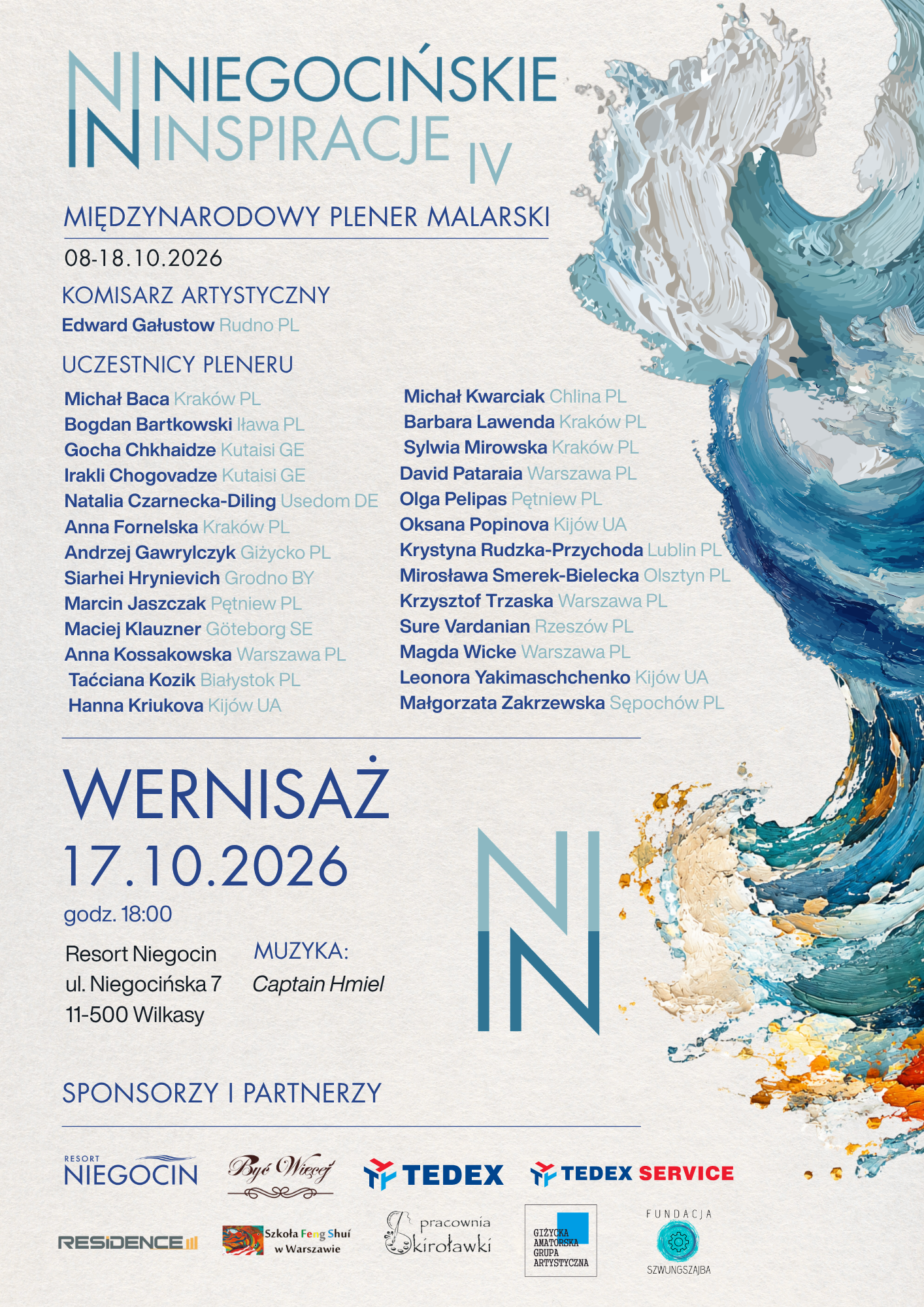 Trwa Międzynarodowy Plener Malarski. Resort Niegocin w Wilkasach zaprasza na wernisaż 17 października 2 RN NI plakat 2026 digital 8.10 v2